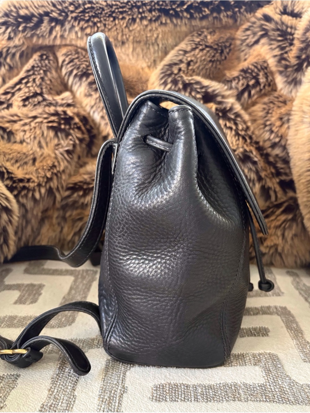 Vintage Coach Black Leather Sonoma Drawstring Backpack ~ 4925! - Picture 5 of 11
